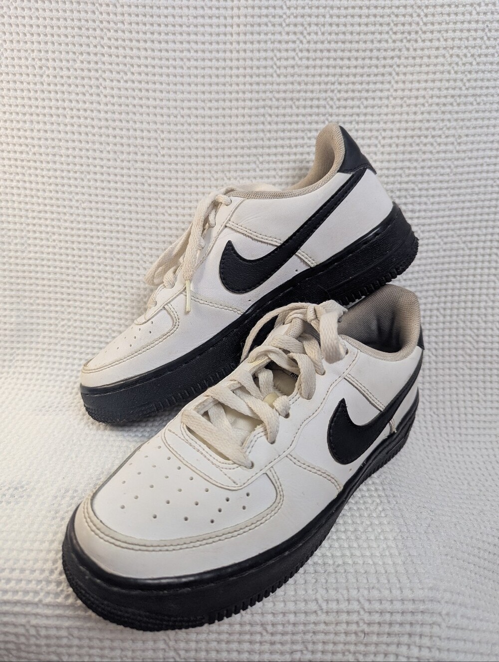 Nike Air Force 1 White and Black Low-Top Sneakers Size 4Y